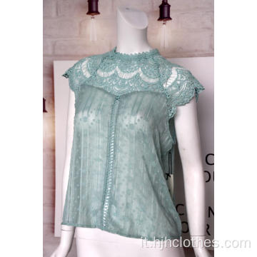 Comodo pullover in pizzo con fiori recisi